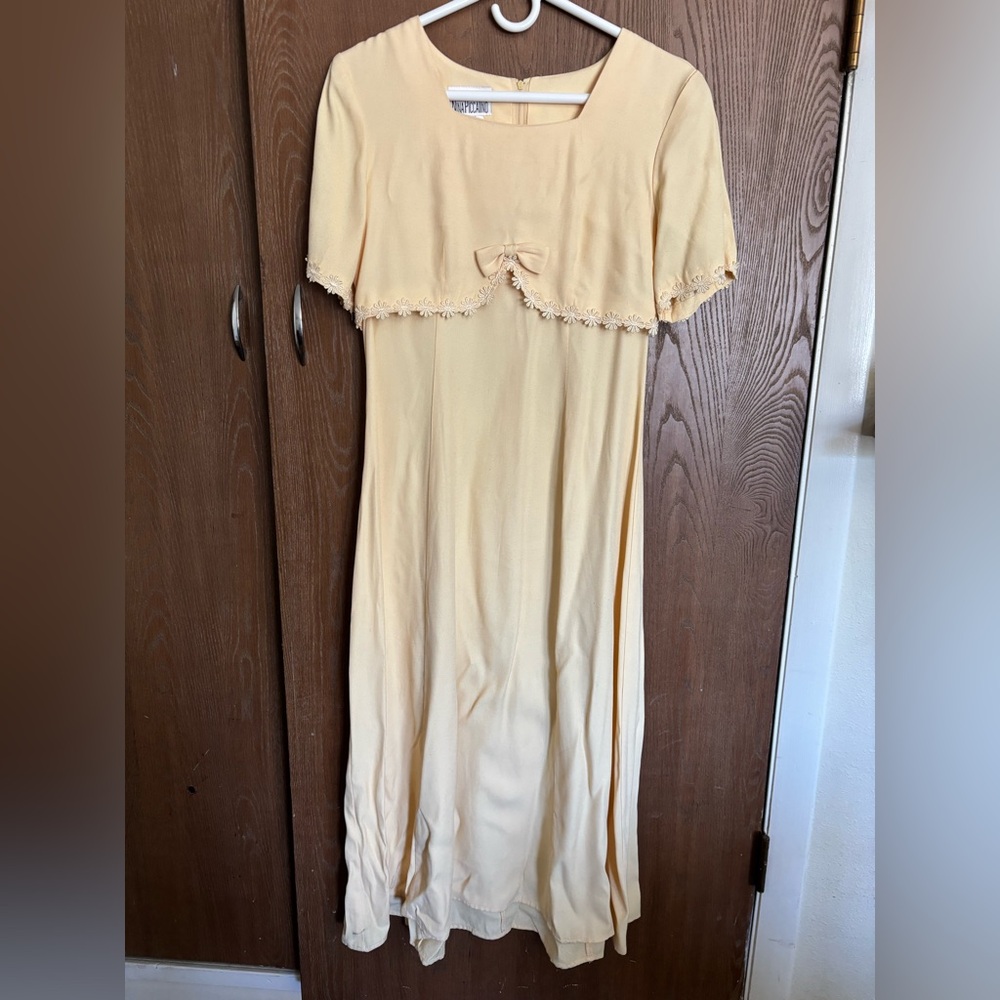 Nina Piccalino Cream Maxi Gown with Flutter Sleeves